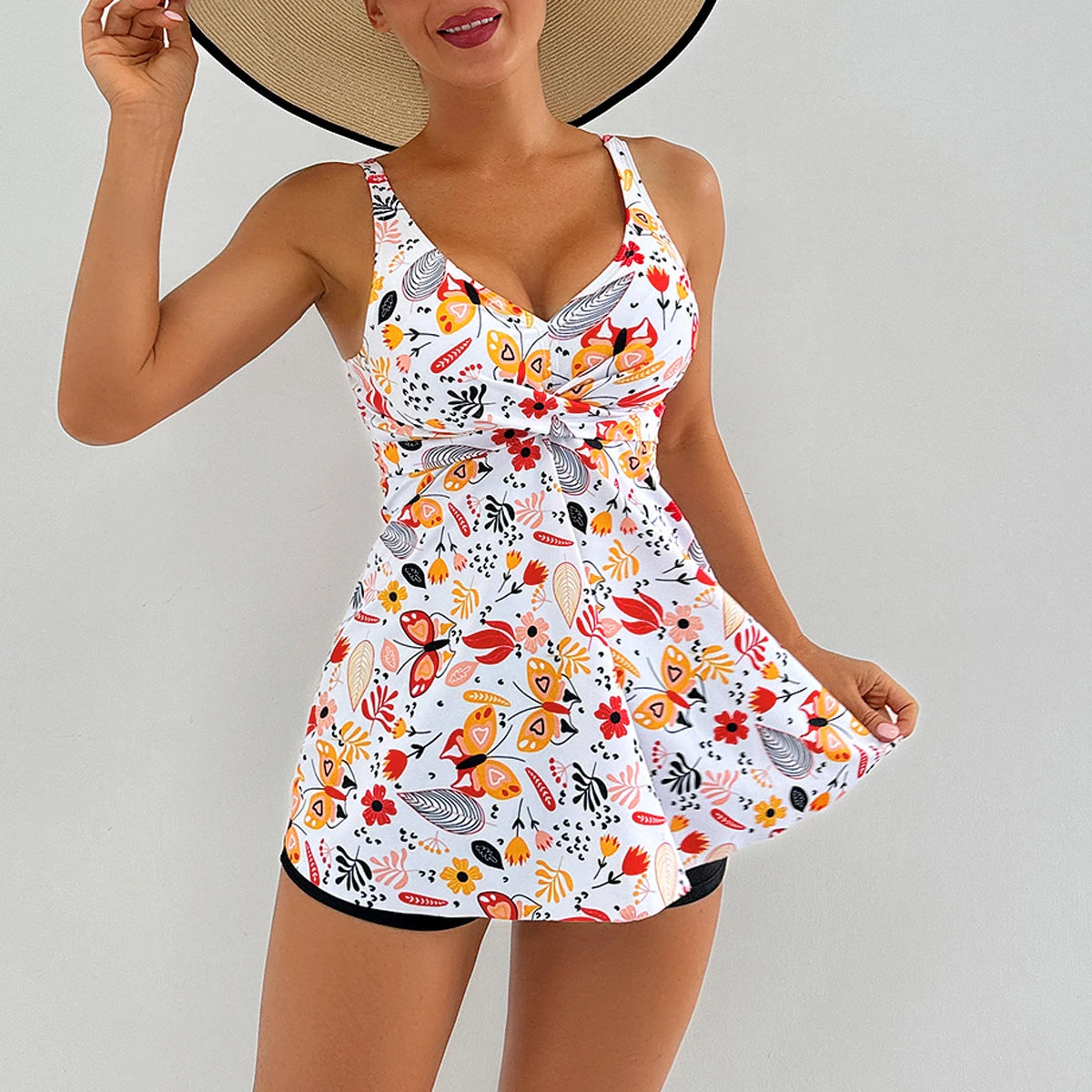 Printed Tankini Set Two Pieces Swimsuit Women Floral Swimwear Female Bathers Bathing Swimming Swim Suit Beachwear