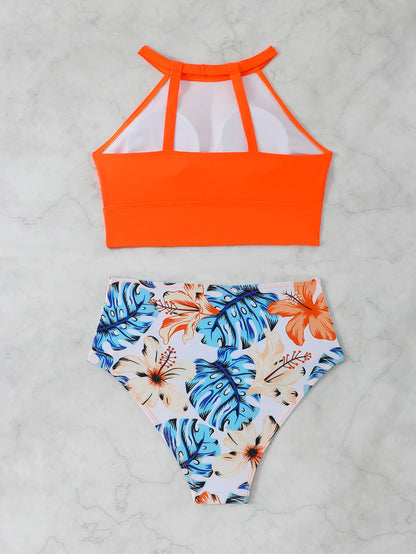 High Waist Swimsuit Bikini Women Printed Swimwear Female Bathers Swimming Bathing Swim Suit Summer Beachwear