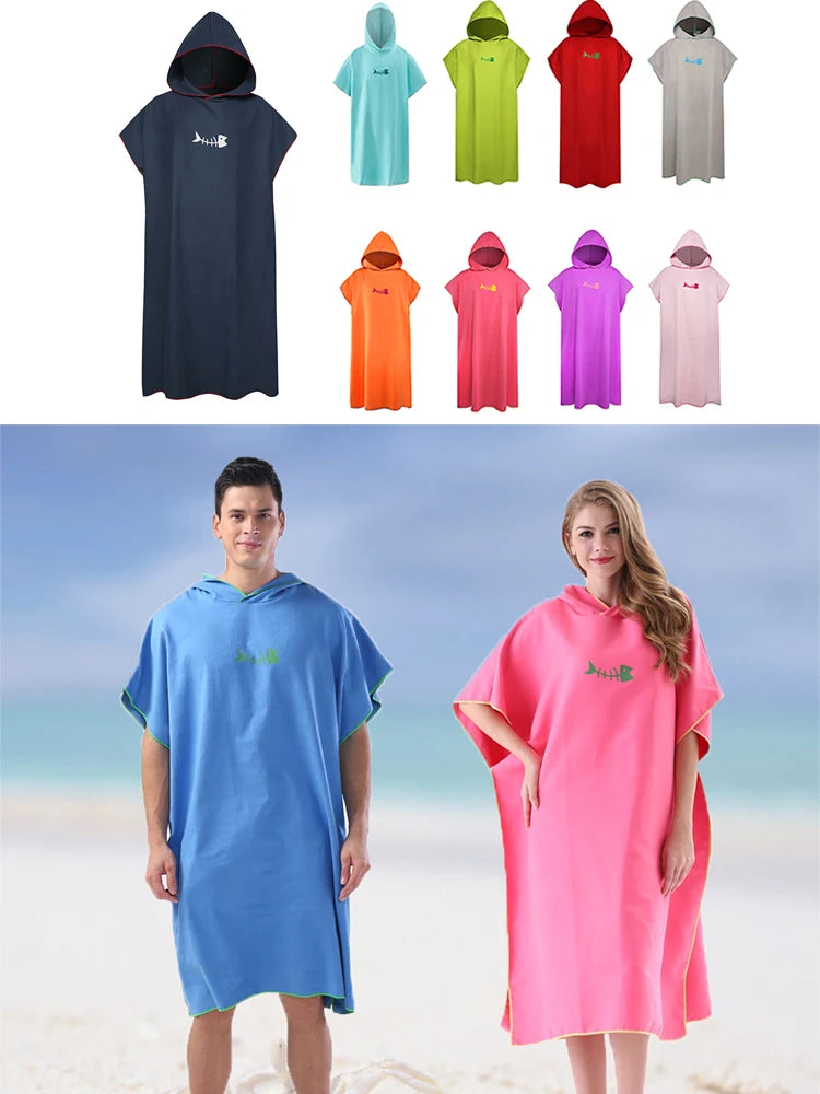 Surf Poncho Changing Towel Hood Microfiber Beach Blanket Bath Towel Swim Towel Wetsuit Beach Poncho for Adults