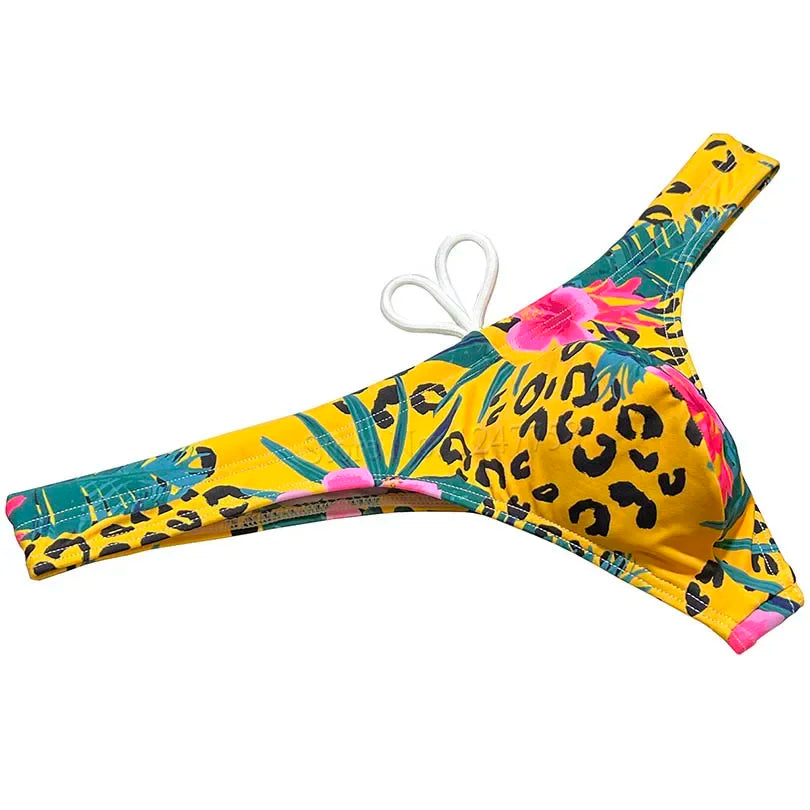 Men's Bikini Swimwear Ice Silk Lining Micro Tangas Swim Thong Swimsuit Beachwear Surfing Trunks