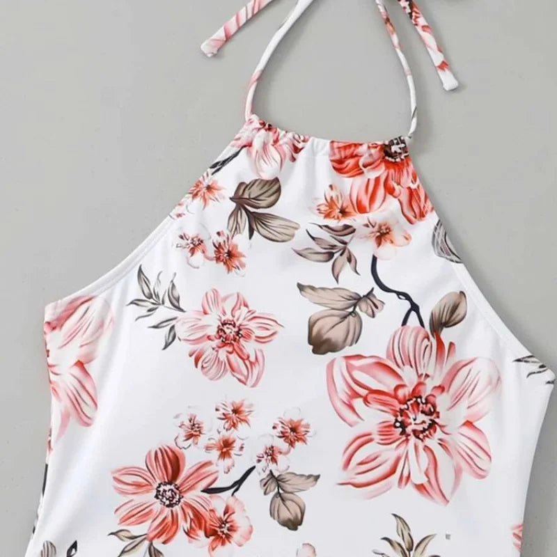 Women's Sporty Floral Two-Piece Tankini Set With Brief