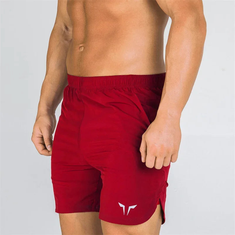 Men summer Double-deck fitness sports shorts slim quick drying breathable woven Shorts Men's sweatpants training gym clothing