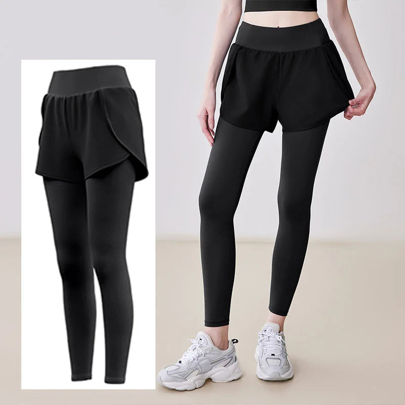 Aiithuug with Pocket  Athletic 2 in 1 Running Shorts with Leggings High Waist Elastic Yoga Dance Pants Quick Dry Athletic Gym