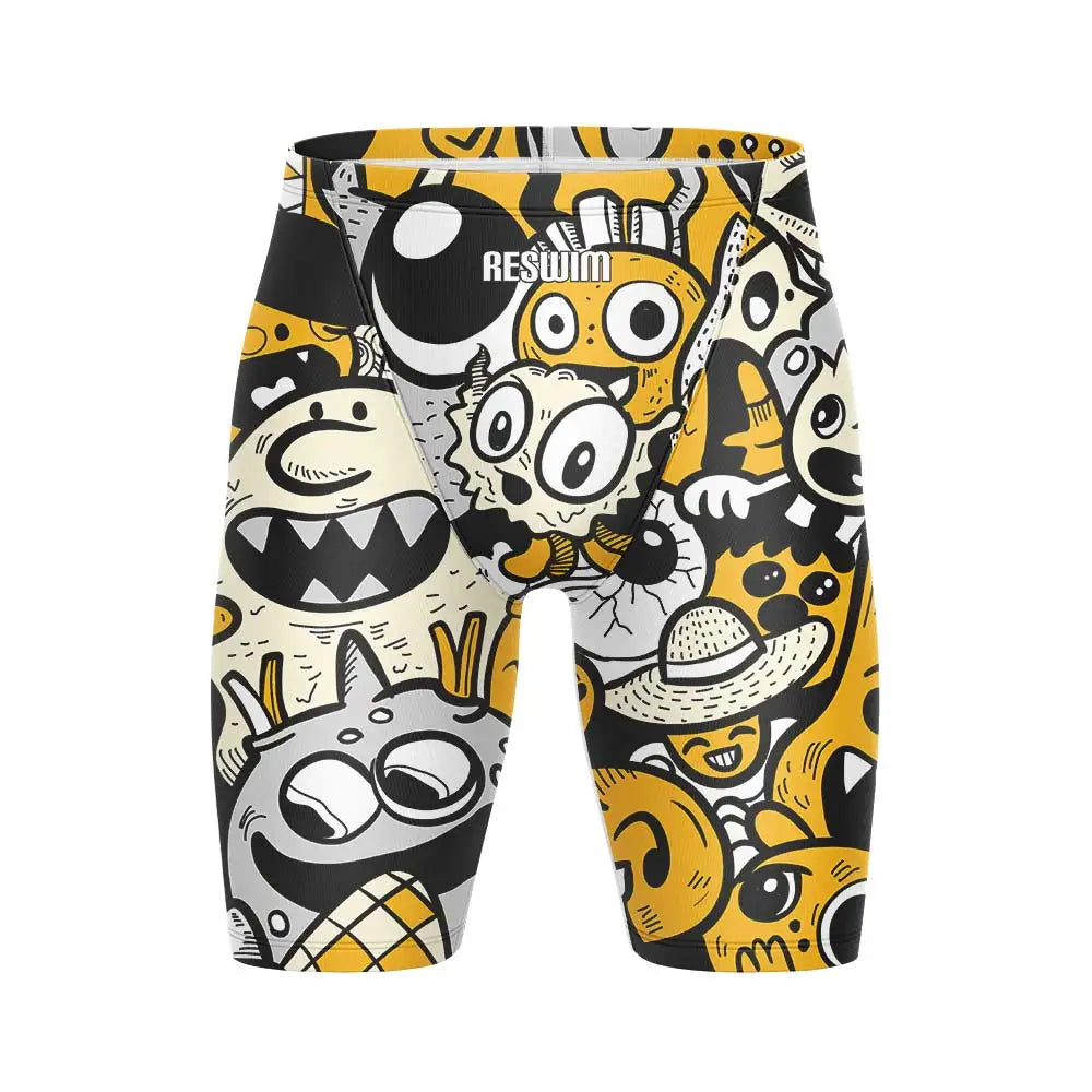 Summer Men's Swim Jammer Athletic Training Swimsuit Swimming Trunks Beach Pool Tights Shorts Quick Dry Running Surfing Pants