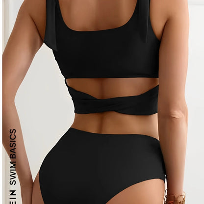 Two Piece String Bikini Hollow Out High Waist Swimwear Female Swimsuit Women Bathers Bathing Swimming Suit Beachwear Summer