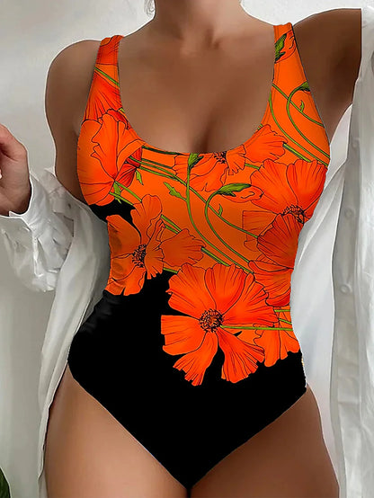 Print One Piece Swimsuits Closed Women Swimwear Push Up Swimming Wear Body Bathing Suits Beachwear Pool Bather