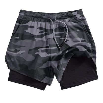 Men's Summer double-deck Quick Dry Gym Athletic Workout Casual Shorts Comes in Many Colors with Compression Liner and Towel Loop