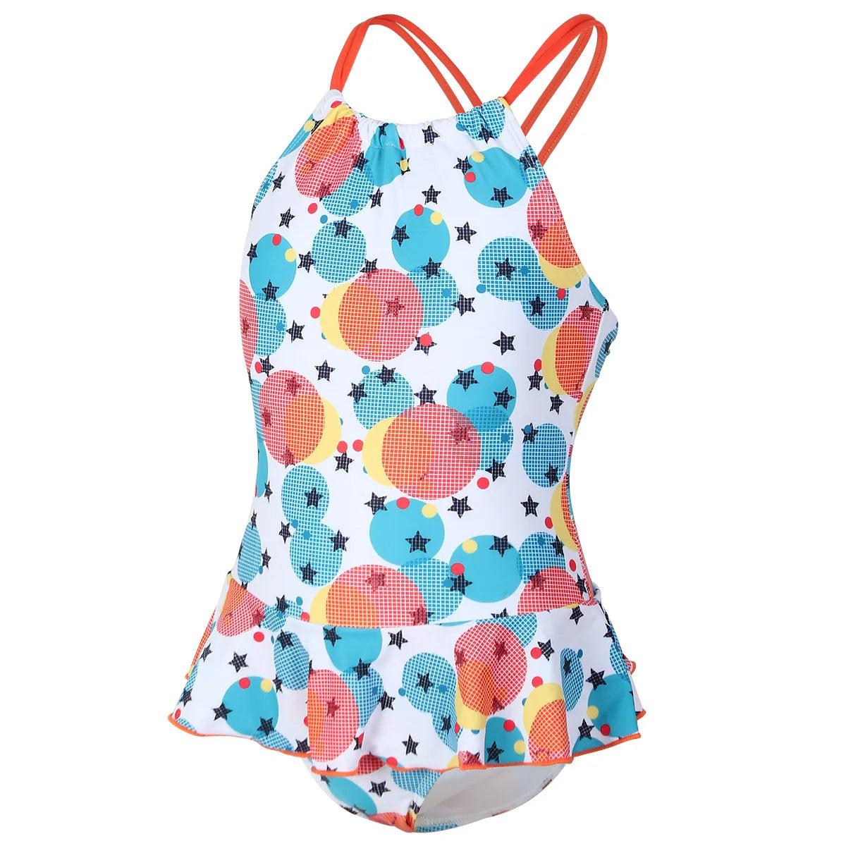 Floral Print Girls One Piece Swimsuit Ruffle Skirt 7-12 Years Summer Kids Swimwear Children High Neck Bathing Suits Beach