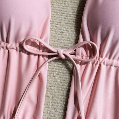 Pink One Piece Swimsuits Closed Women's Swimwear Push Up For Swimming Wear Body Bathing Suits Beachwear Pool Bather
