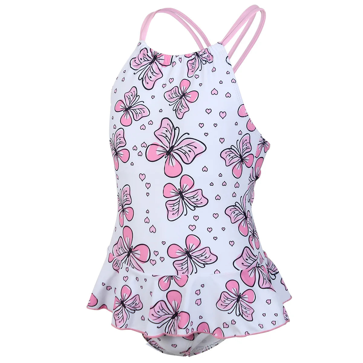 Floral Print Girls One Piece Swimsuit Ruffle Skirt 7-12 Years Summer Kids Swimwear Children High Neck Bathing Suits Beach
