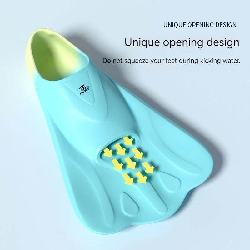 Adult Teens Kids Childrens Professional Snorkeling Diving Swimming Fins Frog Silicone Short  Flippers Diving Scuba Equipment