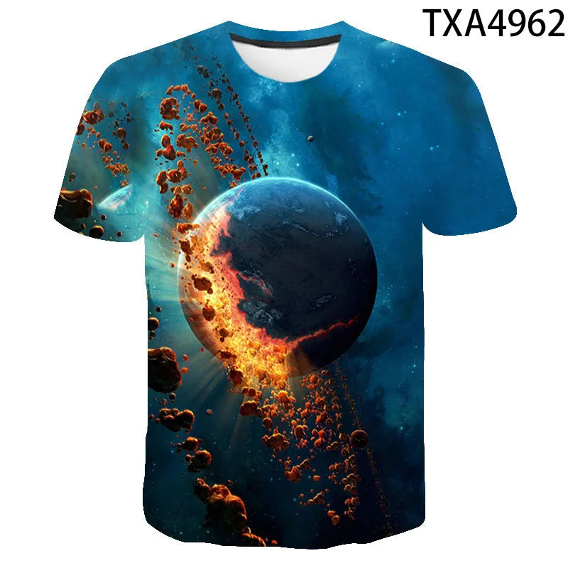 Cosmic Planet Space Galaxy 3d Printing Men's Ladies Children's Casual T-shirts Starry Cool Tops Fashion Street Light Sports