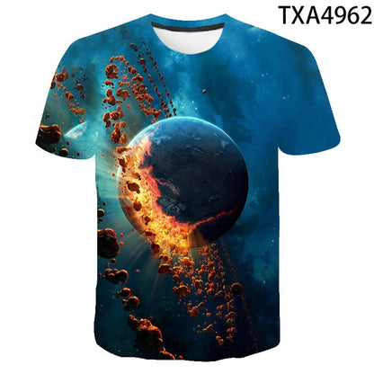Cosmic Planet Space Galaxy 3d Printing Men's Ladies Children's Casual T-shirts Starry Cool Tops Fashion Street Light Sports