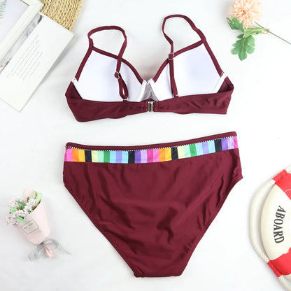 Swimwear Women Push Up Bikini Set Vintage Solid Brazilian Swimsuit Bathing Suit Beachwear Bathers
