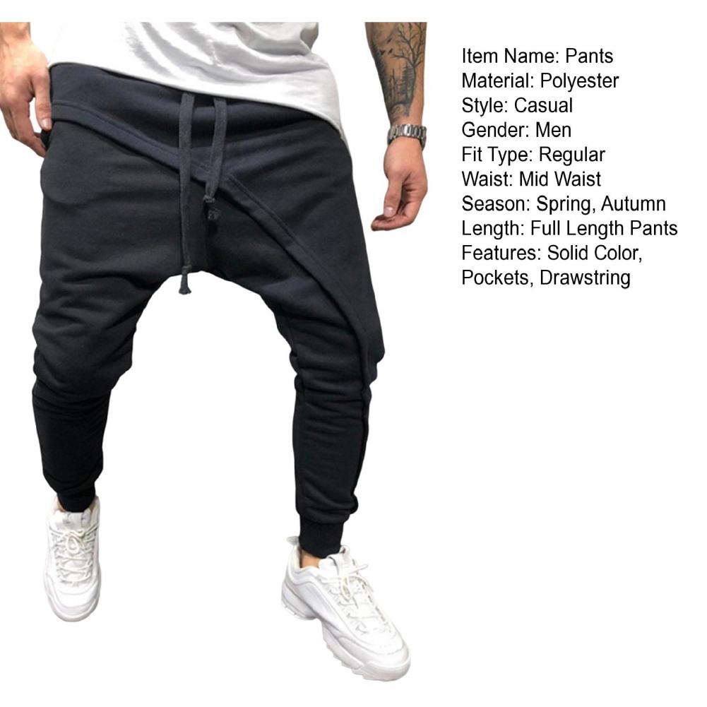 Men Harem Pants Ankle Tied Hip Hop Double Layer Running Baggy Pants Korean Casual Elastic Waist Trousers Sweatpants Tracksuits