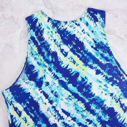 Printed Tankini Set Two Pieces Swimsuit Women Drawstring Swimwear Female & Long knee Shorts Bathing Swimming Swim Suit