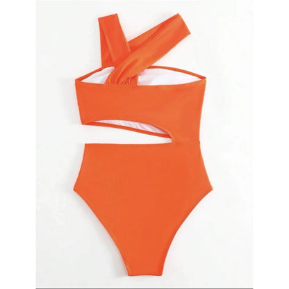 S - XL 13 Colors Asymmetric Cut Out One Piece Swimsuit Women Swimwear Female One Shoulder Padded Bather Bathing Suit Swim