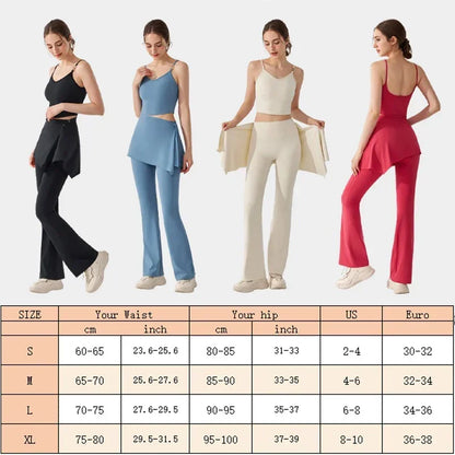 Aiithuug  Yoga Pants Cream-feel Bell Bottom 5A Antibacterial Sports Leggings Soft Stretchy Yoga Pant Flared Gym Pants Bell-bottom