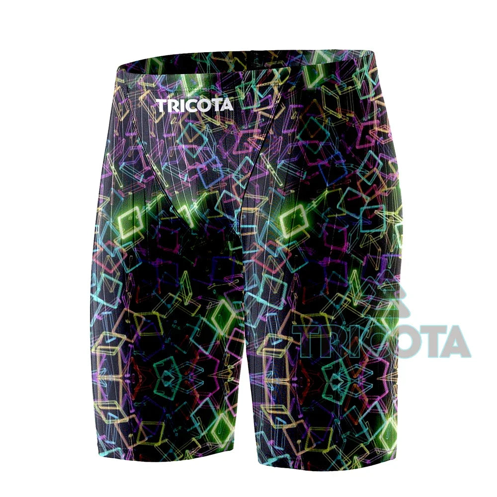 Men Swim Jammer Swimwear Shark Skin Lycra Fiber High Level Male Swimming Quick-Dry Swimwear Trunk Training Race Pants Surfing