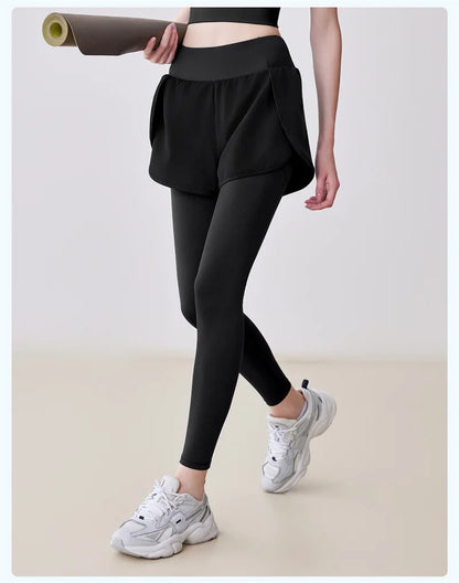 Aiithuug with Pocket  Athletic 2 in 1 Running Shorts with Leggings High Waist Elastic Yoga Dance Pants Quick Dry Athletic Gym