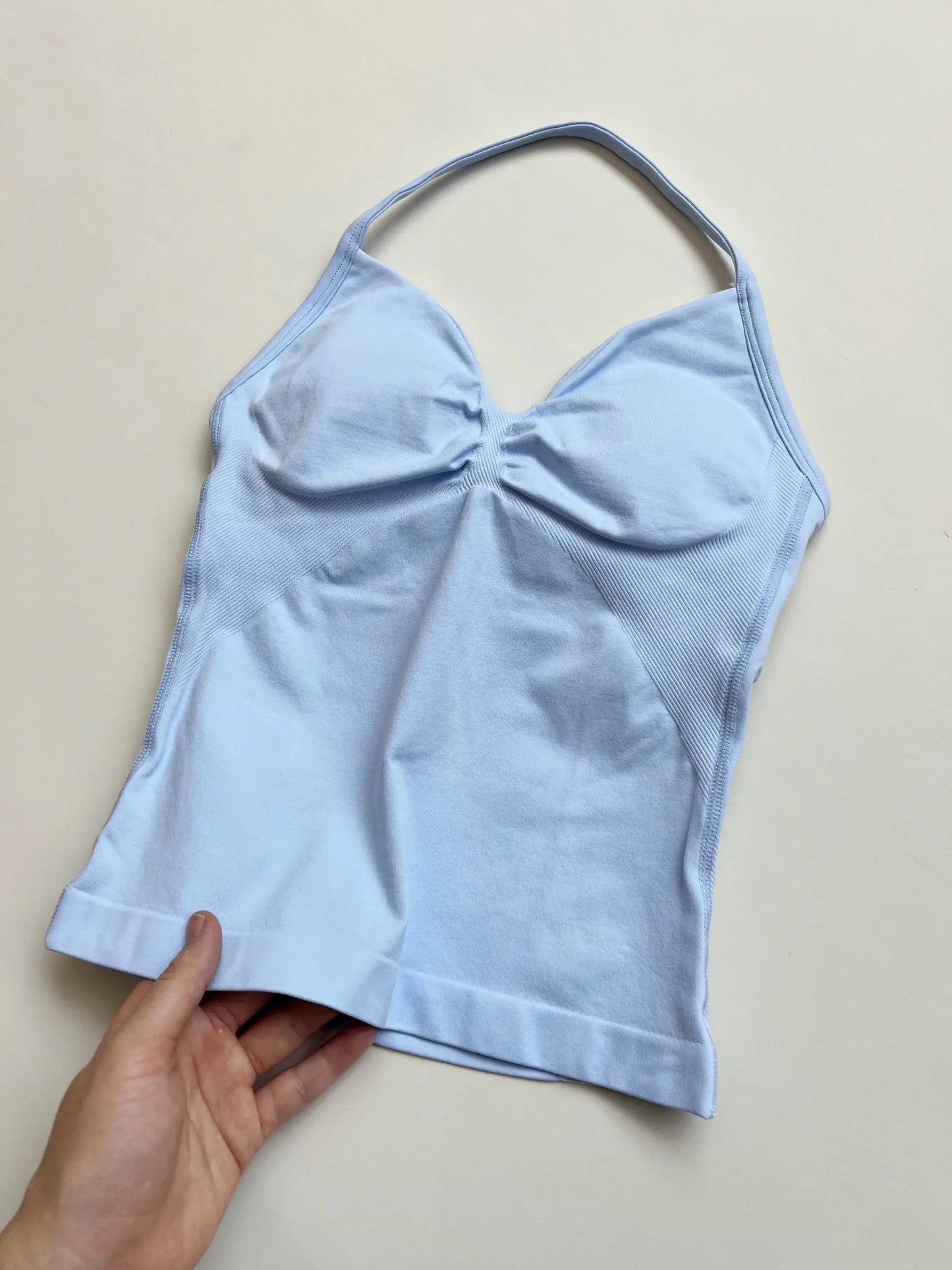 Longline Strappy Gym Top Custom Logo Backless Gym Clothes Women Scrunch Built-in Bra With Removable Cups Yoga Tank Tops