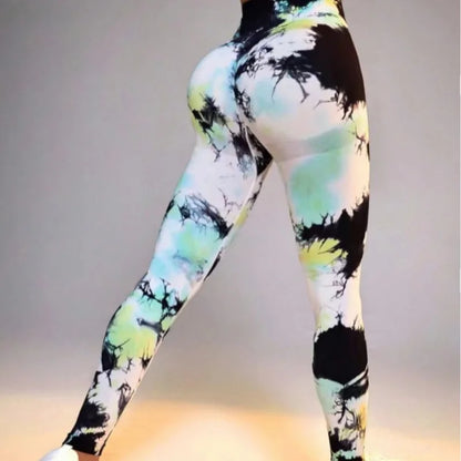 3D Print Tie Dye Sports Pants Women Seamless  Leggings High Waist Fitness Push Up Leggings Gym Clothing Workout Tights