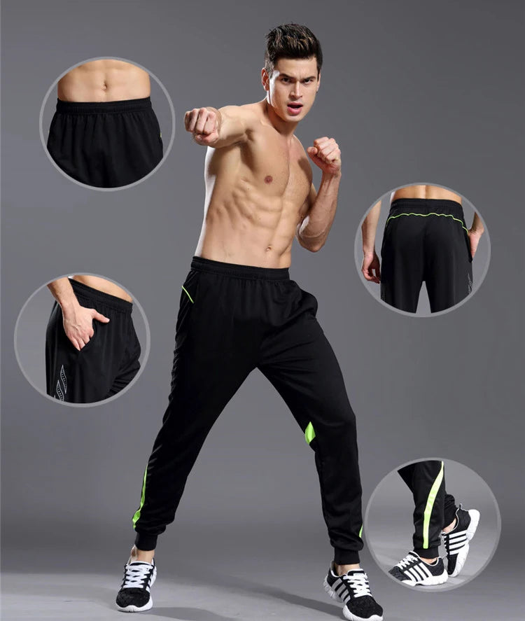 Men Running Sport Pants With Zipper Pockets Football Joggings Training Sweatpants Basketball Soccer Trousers workout pant Male