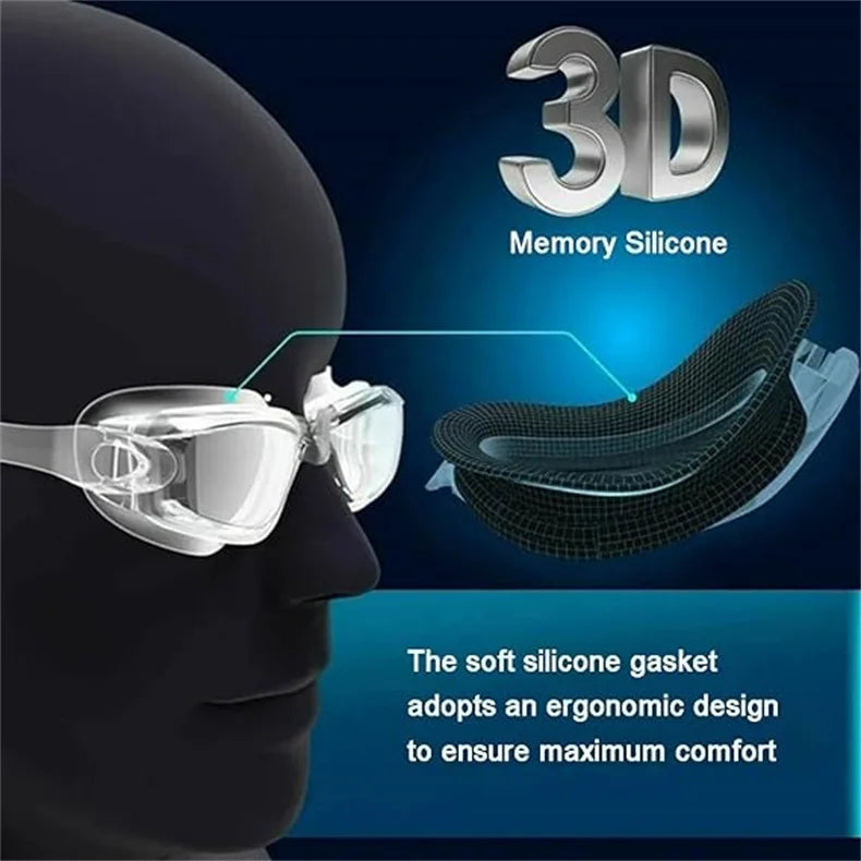 Professional Adult Anti-fog Swimming Goggles with Earplugs Men Women Swim Leak Proof Adjustable UV Protection Eyewear