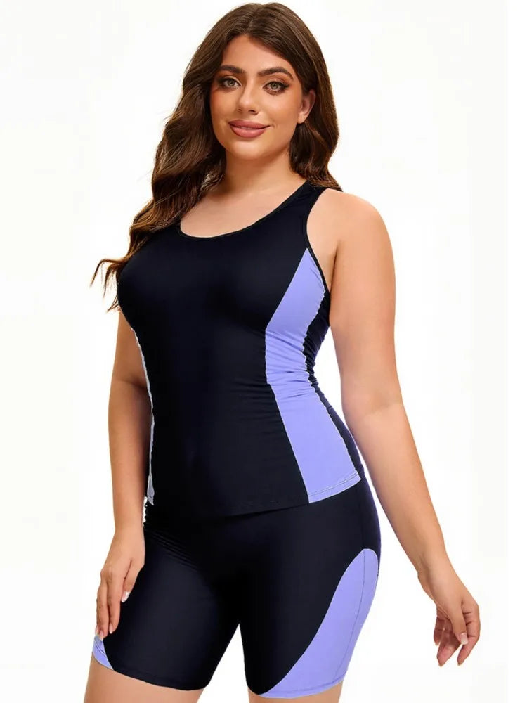 Plus Size  Swimsuit Women's Push Up Large Size Swimsuit Big Size Tummy Control Swimwear Boy Leg