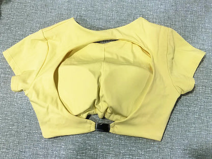 2PCS Pad Yoga Set Women Sportswear Workout Clothes Athletic Wear Gym Legging Fitness Bra Crop Top Short Sleeves Sports Suit