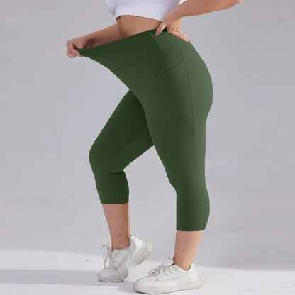 Plus size yoga pants for women Leggings fitness yoga pants with pocket summer sports cropped trousers
