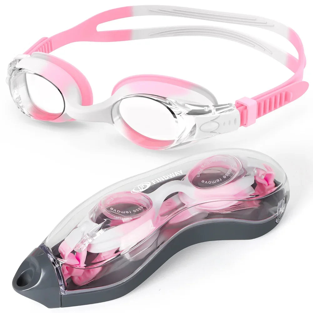 Findway Child Swimming Glasses Upgrade Waterproof Anti Fog UV  Professional Diving Swimming Glasses Eyewear Kids for Age 3-10