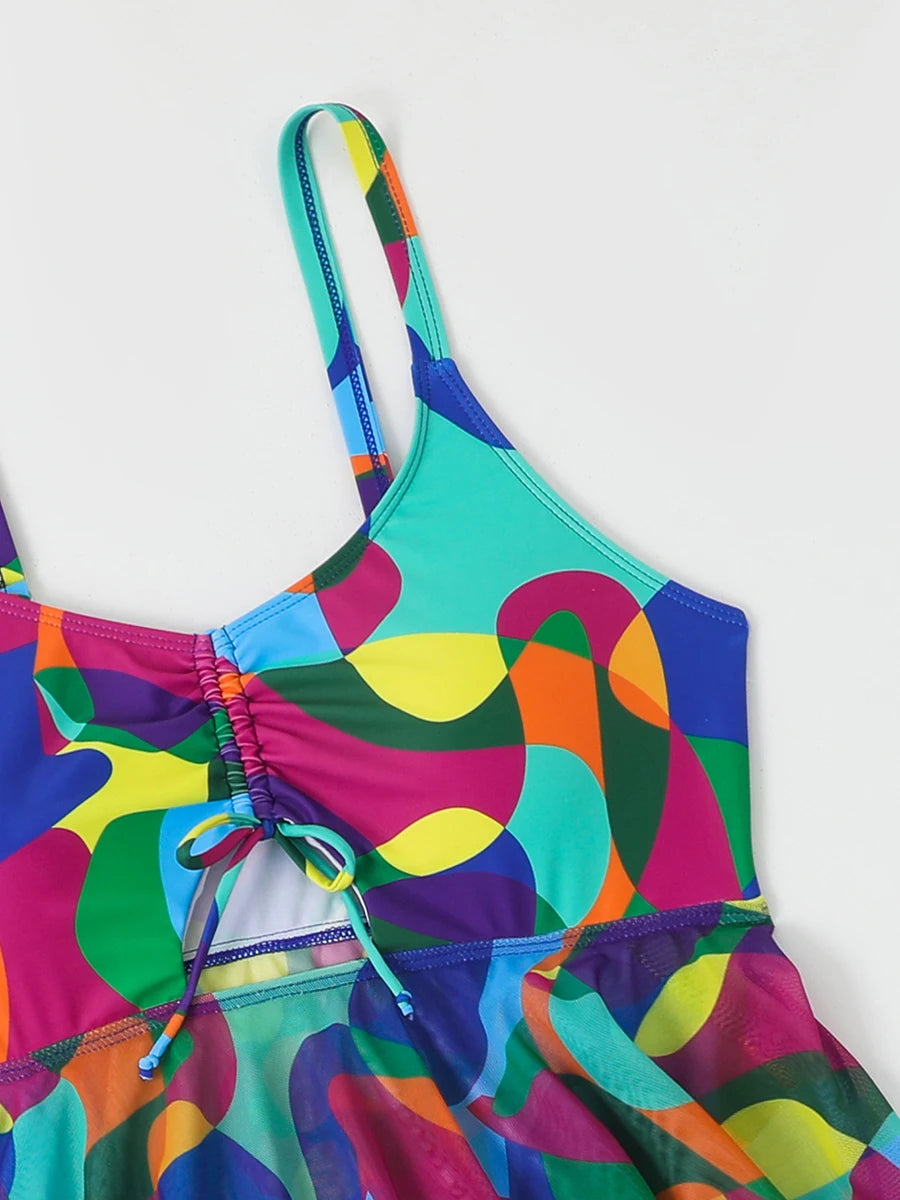 Tankini Set 2 Pieces Large Plus Size Swimsuit Women Swim Dress Swimwear Female Bathers Bathing Swimming Suit Beachwear