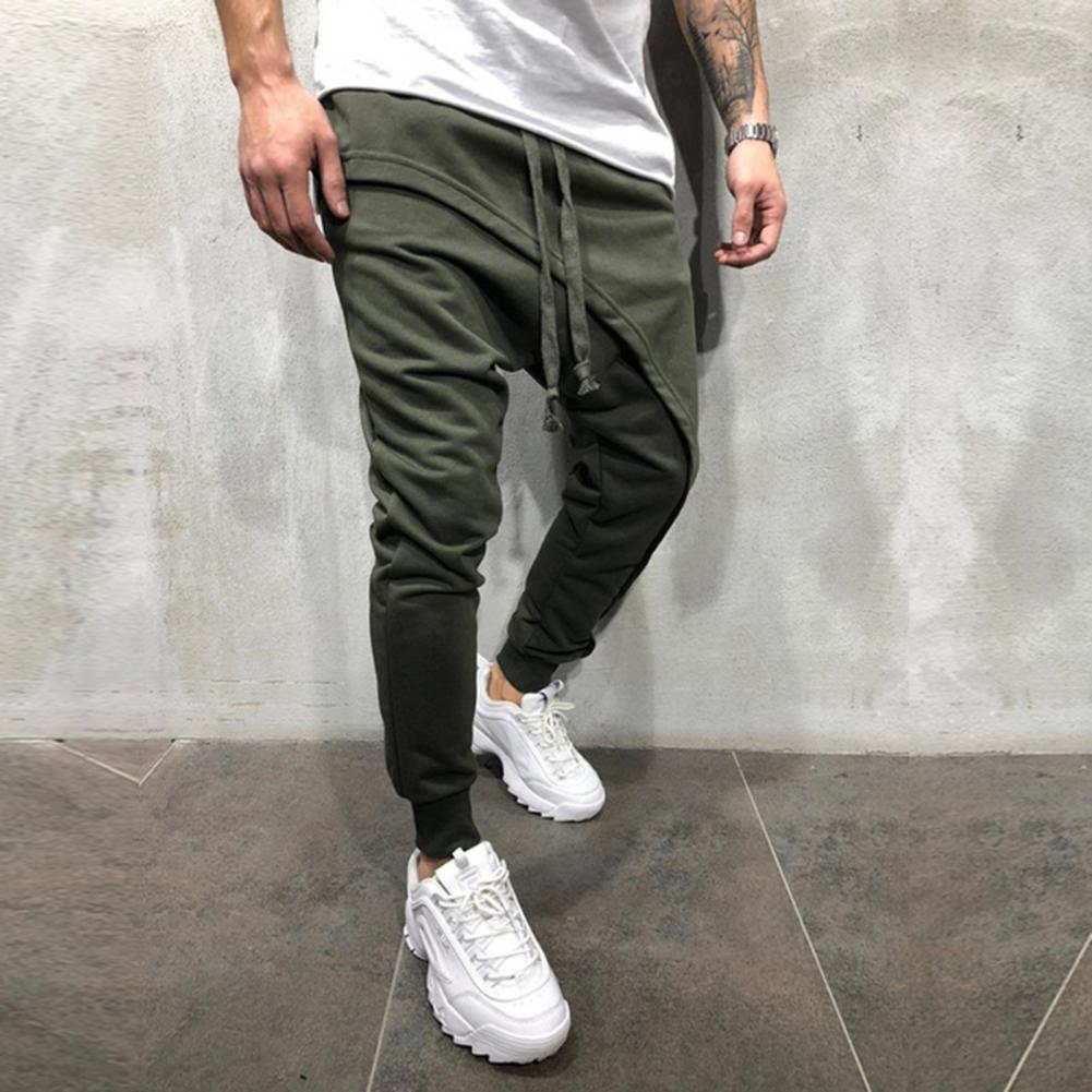 Men Harem Pants Ankle Tied Hip Hop Double Layer Running Baggy Pants Korean Casual Elastic Waist Trousers Sweatpants Tracksuits