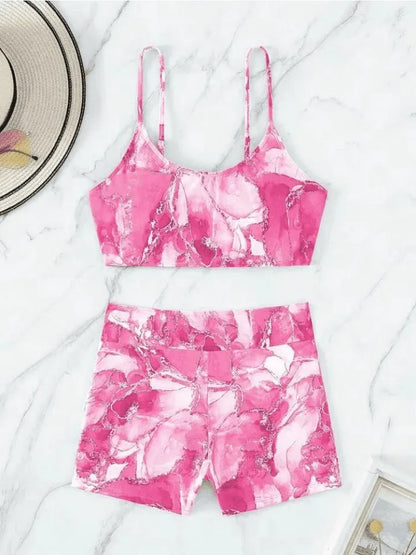 Marbling Print Push Up Bikini Women Swimwear Female Swimsuit Two Pieces High Waist Bikini Set Bather Bathing Suit