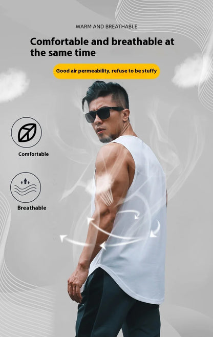 Men's Quick-Drying Sport T-shirt for Fitness and Marathon Workout Sleeveless Basketball Vest Loose Running Tank Top