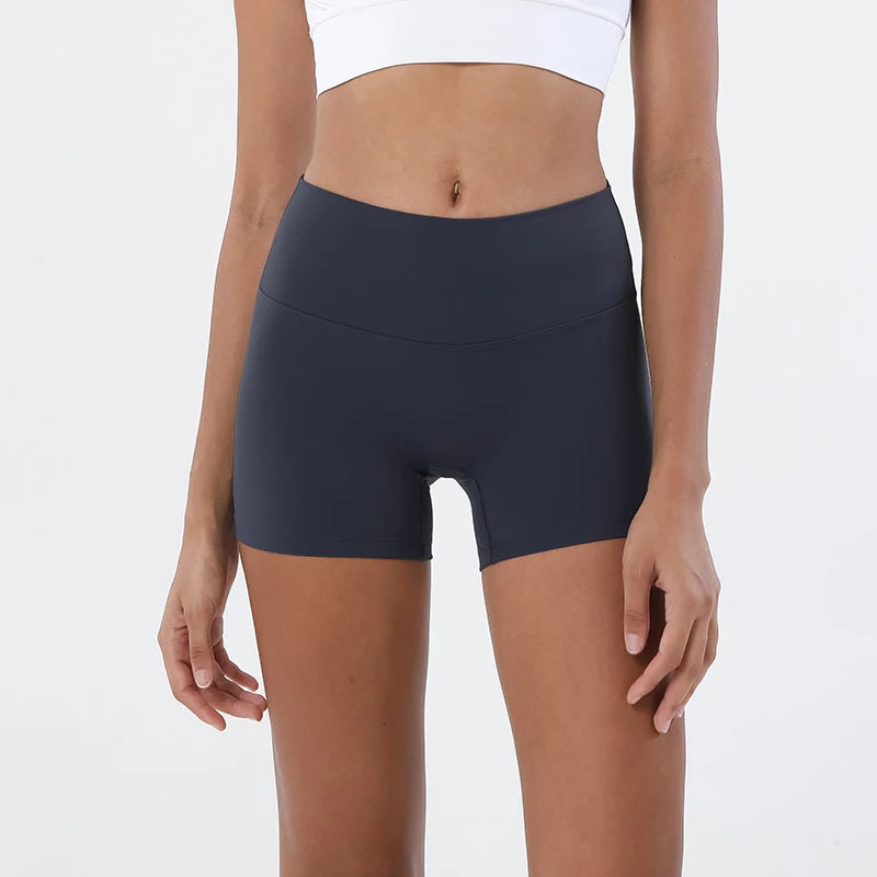 SOISOU Nylon Shorts Gym Yoga Sports Women's Cycling Shorts High Waist Elastic Tight Breathable No Awkward Lines Woman Clothing