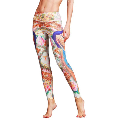 Cloud Hide Yoga Pants Sports Leggings Women High Waist Trainer Long Tights Flower Push Up Running Trouser Workout S- XL
