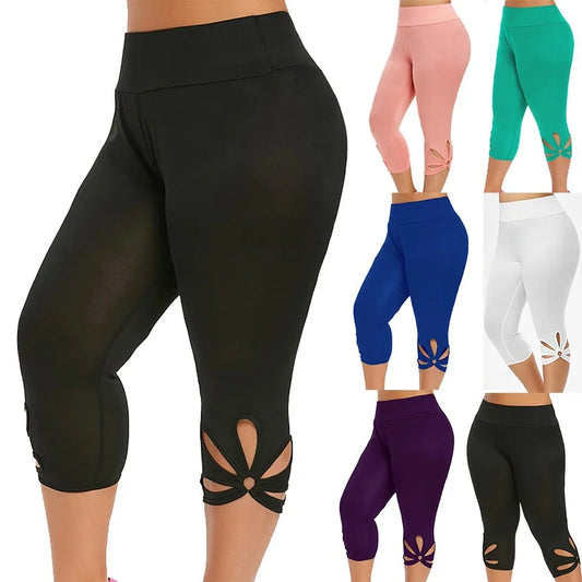 Women's Plus-Size Stretch Essential Legging Summer Elastic Waist Seamless Casual Leggings Short Pants Capri Leggins