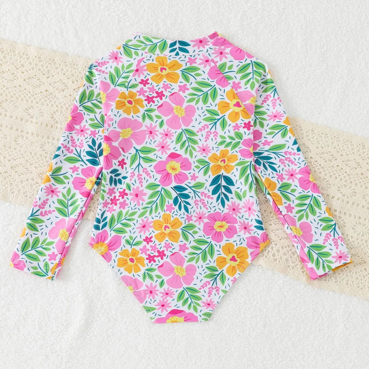 Print Girls One Piece Swimsuit 4-7 Year Kids Swim Suit Toddlers Children's Swimwear Long Sleeve Surfing Bathing Suits Beach