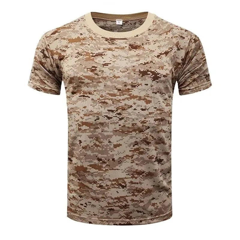 Military Camouflage Short Sleeves Men's Summer Quick Drying Sports T-shirt Outdoor Physical Training Tops Tactical T Shirts Tees