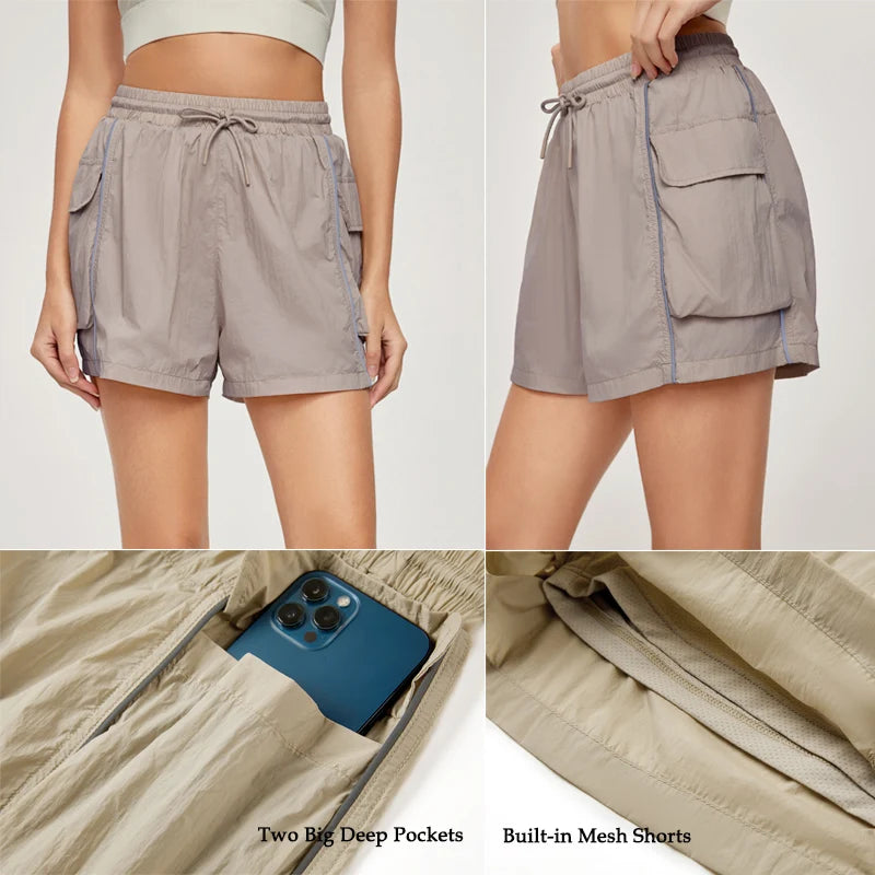 Women's High-Waisted Running Shorts with Pockets
