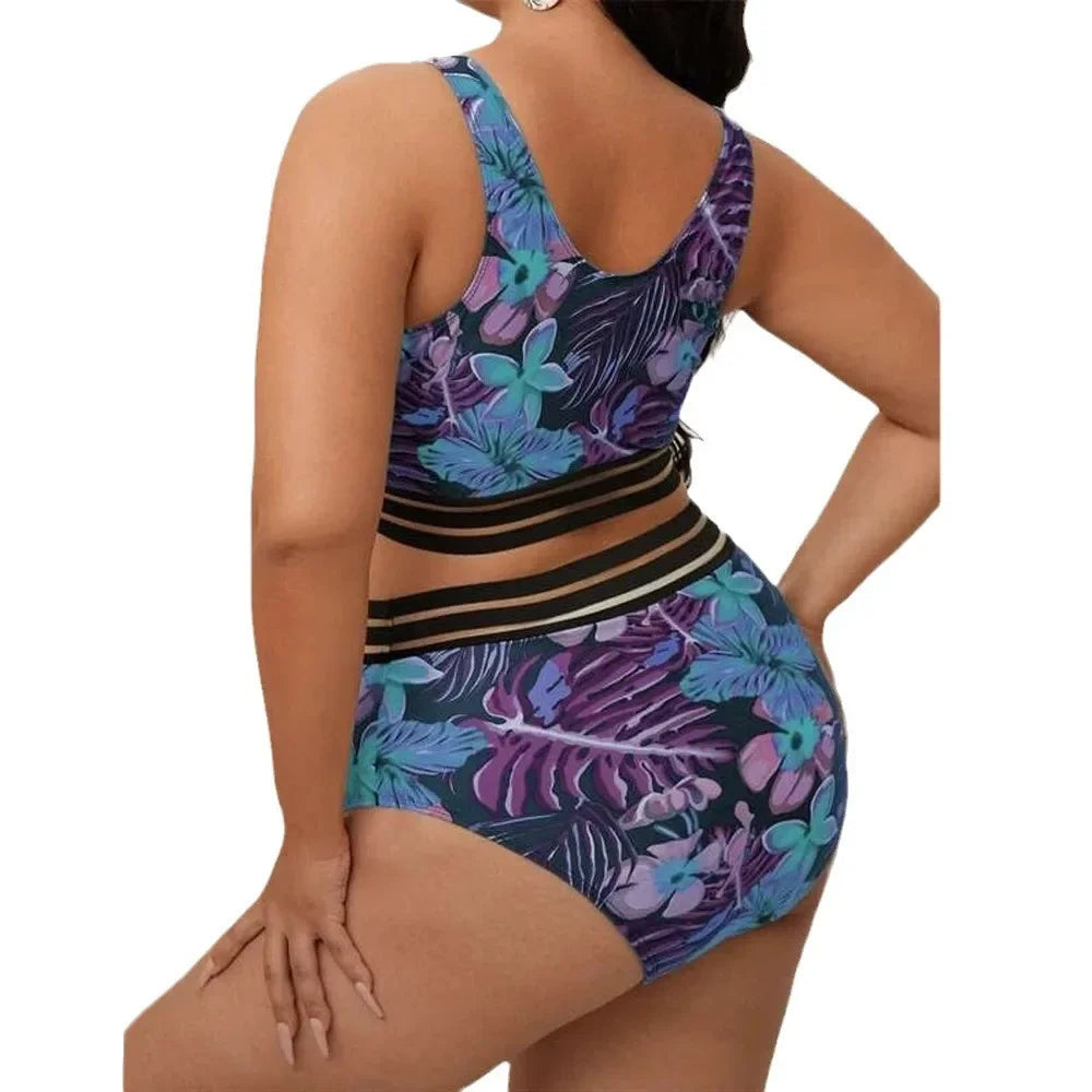 4XL Plus Size High Waist Bikini Set Women Swimwear Two-Piece Suits Swimsuit with Tummy Control Swimsuit for Beach Vacation