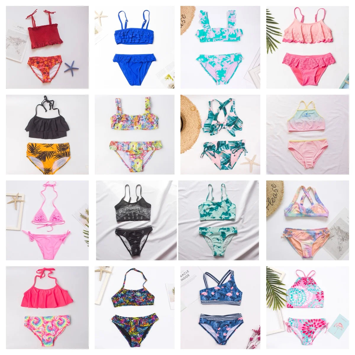 7-14Year Rainbow Print Child Bikini Set 2024 Girls Swimsuit Swimwear For Kids Summer Brazilian Teen Baby Swimming Suit Set 2