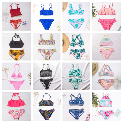 7-14Year Rainbow Print Child Bikini Set 2024 Girls Swimsuit Swimwear For Kids Summer Brazilian Teen Baby Swimming Suit Set 2