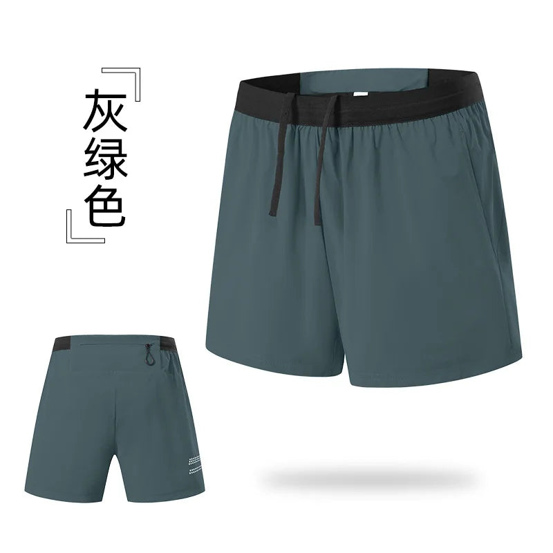 Mens Runnings Shorts Double Deck Fitness Shorts with Pocket 2 in 1 Sports Shorts Jogging Workout Clothes Gym Clothing Sportswear