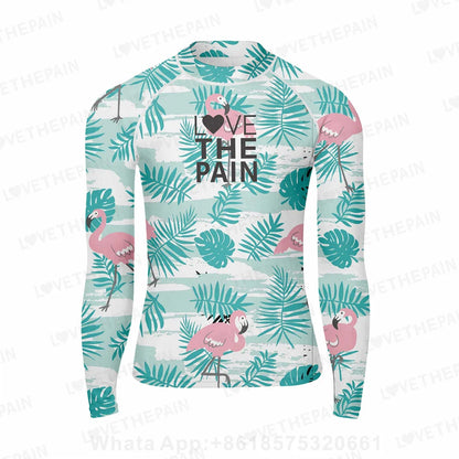 Love The Pain Men Surf Swimming Tshirt Swimsuit Beach UV Protection Rash Guard Diving Suit Long Sleeve Surfing Clothes Rashguard