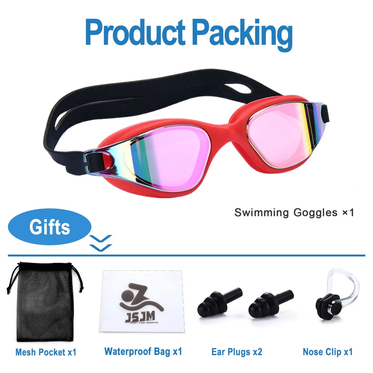 Unisex Adult Swimming Goggles – Anti-Fog Swim Glasses for Men & Women – Adjustable Silicone Waterproof Professional Swim Eyewear