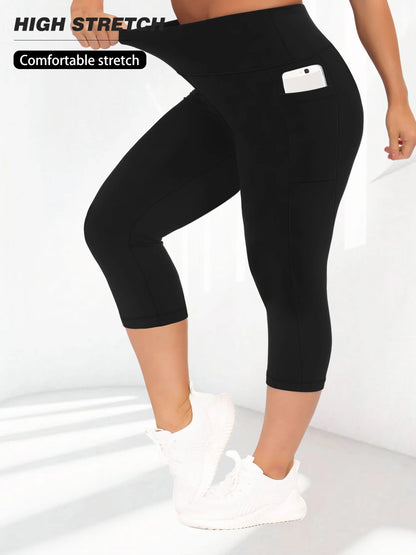 Women's Milk Silk Yoga Pants Plus Size High-Waisted Workout Leggings with Side Pockets, European Fit Gym To Street Activewear