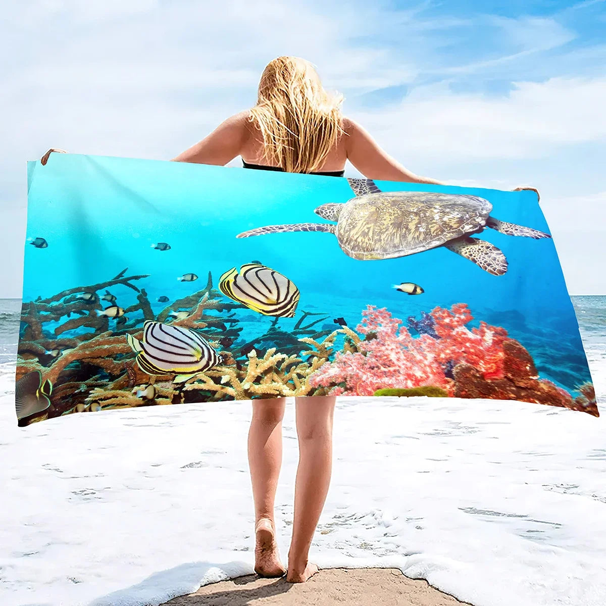 Sea Beach Towel for Kids, Girl, Boys, Men, Women, Turtle Bath Print Pool Super Soft Plush